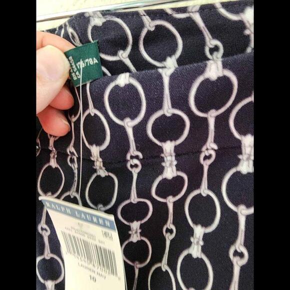 Ralph Lauren Navy Chain Link Print Pants Size 10 - Picture 6 of 6